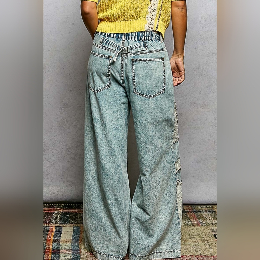#1227 POL Moonlit Patchwork Wide Leg Denim - Picture 3 of 6
